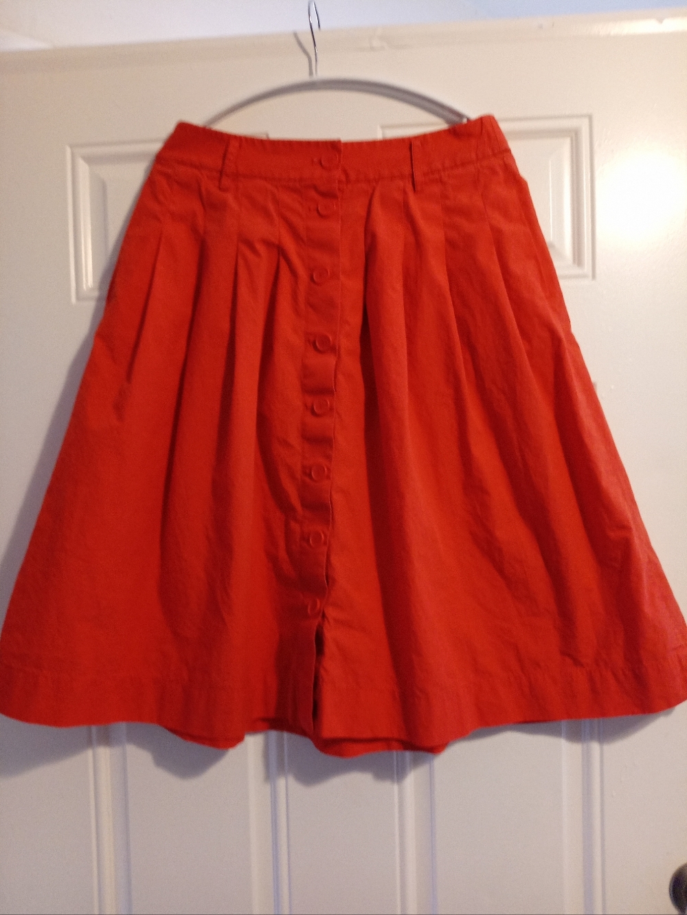 Talbots Petite PLEATED MIDI SKIRT - Deep Coral Orange Women's Size 8P